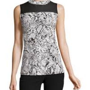 NWT Worthington Sleeveless Mock Neck Animal Shirt